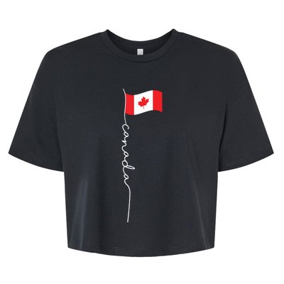 Canada Signature Flag Pole Patriotic Canadian Flag Bella+Canvas Jersey Crop Tee