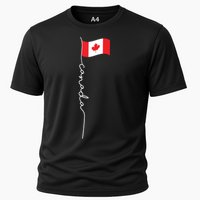 Canada Signature Flag Pole Patriotic Canadian Flag Cooling Performance Crew T-Shirt