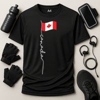 Canada Signature Flag Pole Patriotic Canadian Flag Cooling Performance Crew T-Shirt