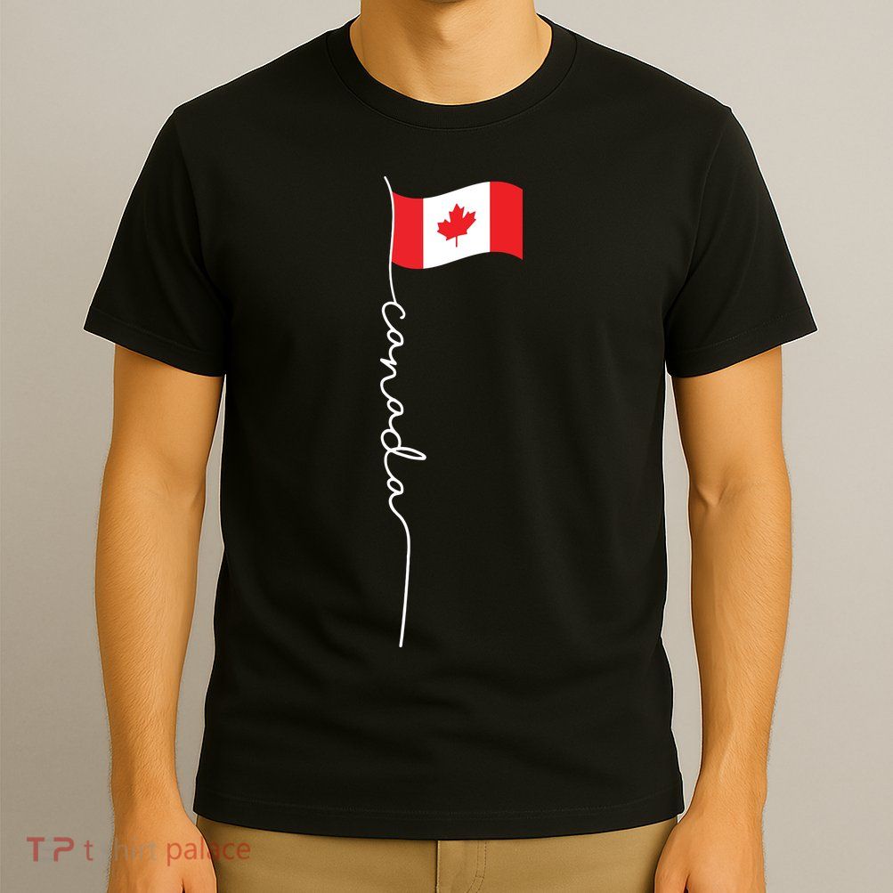 Canada Signature Flag Pole Patriotic Canadian Flag T-Shirt