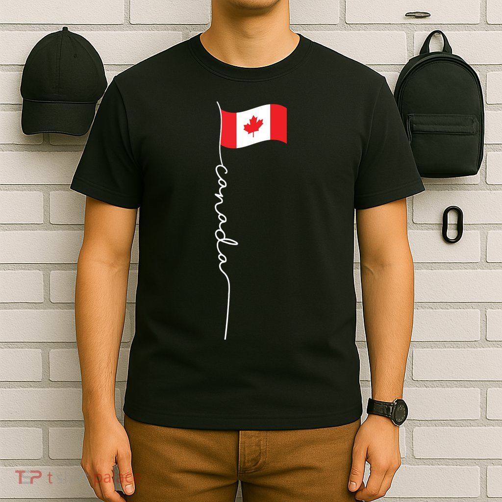 Canada Signature Flag Pole Patriotic Canadian Flag T-Shirt