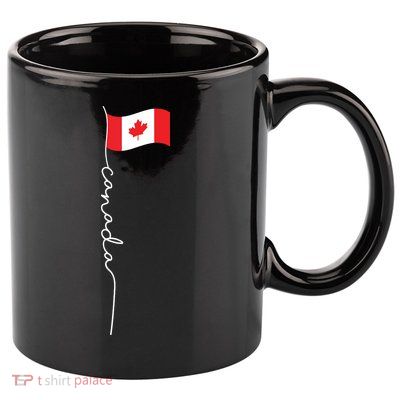 Canada Signature Flag Pole Patriotic Canadian Flag 11oz C Handle Ceramic Mug