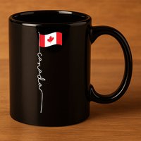 Canada Signature Flag Pole Patriotic Canadian Flag 11oz C Handle Ceramic Mug