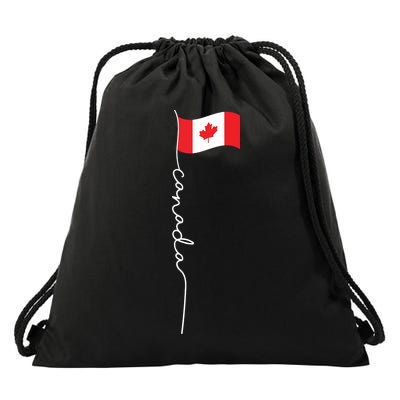 Canada Signature Flag Pole Patriotic Canadian Flag Drawstring Bag