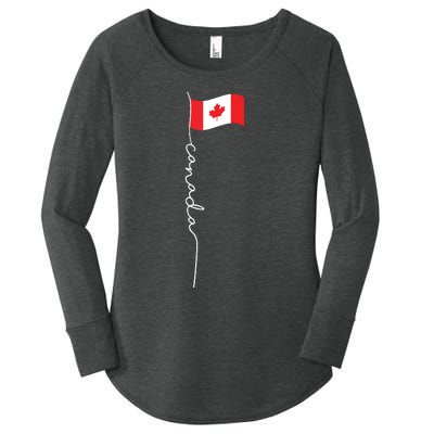 Canada Signature Flag Pole Patriotic Canadian Flag Women's Perfect Tri Tunic Long Sleeve Shirt