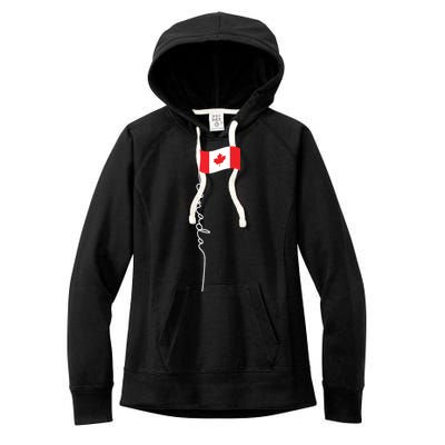 Canada Signature Flag Pole Patriotic Canadian Flag Women's Fleece Hoodie