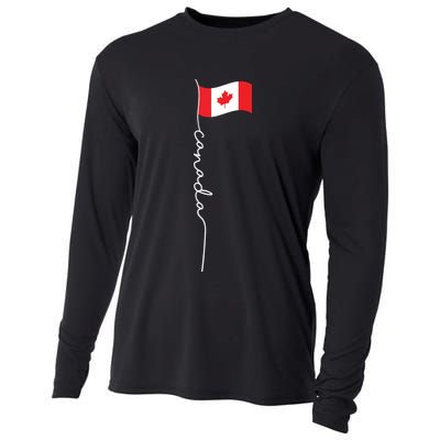 Canada Signature Flag Pole Patriotic Canadian Flag Cooling Performance Long Sleeve Crew