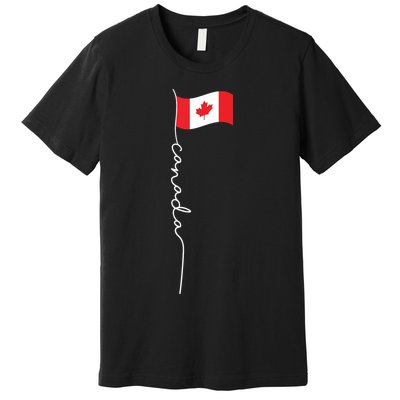 Canada Signature Flag Pole Patriotic Canadian Flag Premium T-Shirt
