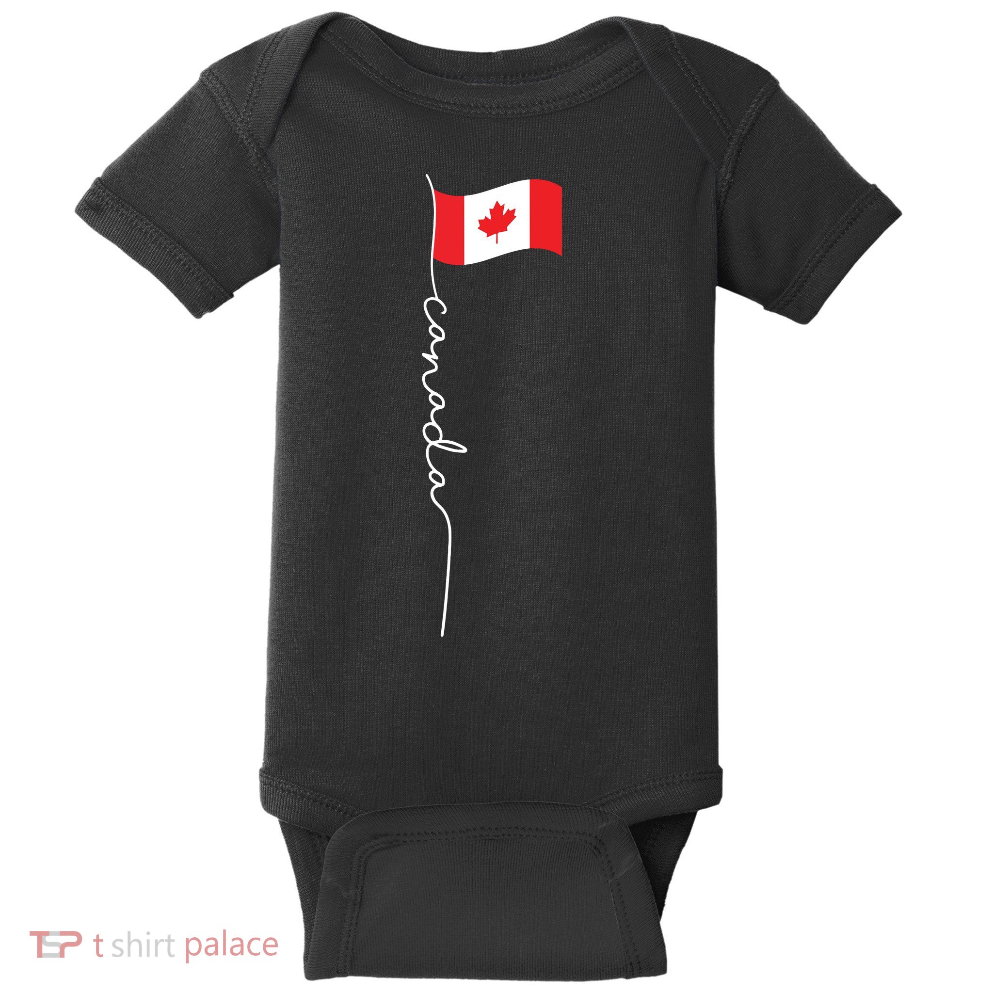 Canada Signature Flag Pole Patriotic Canadian Flag Baby Bodysuit