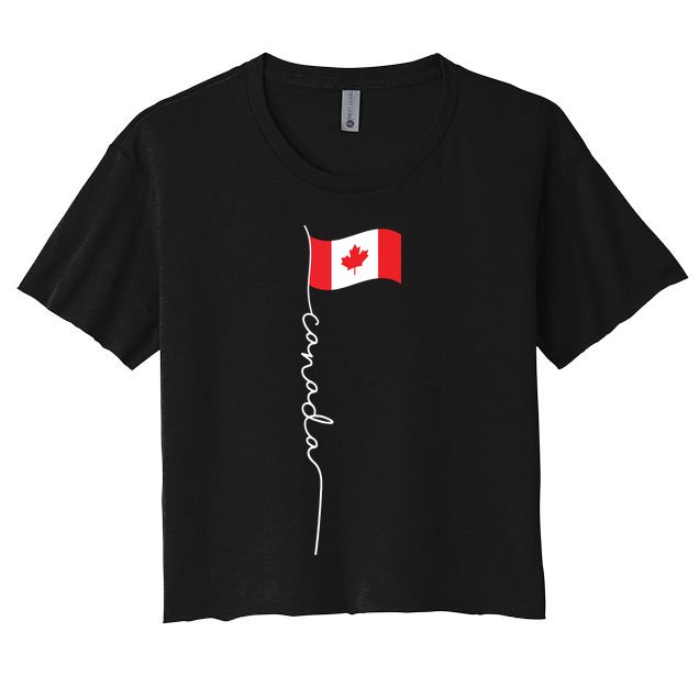 Canada Signature Flag Pole Patriotic Canadian Flag Crop Top