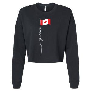 Canada Signature Flag Pole Patriotic Canadian Flag Cropped Pullover Crew