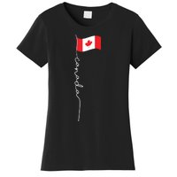 Canada Signature Flag Pole Patriotic Canadian Flag Women's T-Shirt