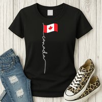 Canada Signature Flag Pole Patriotic Canadian Flag Womens T-Shirt