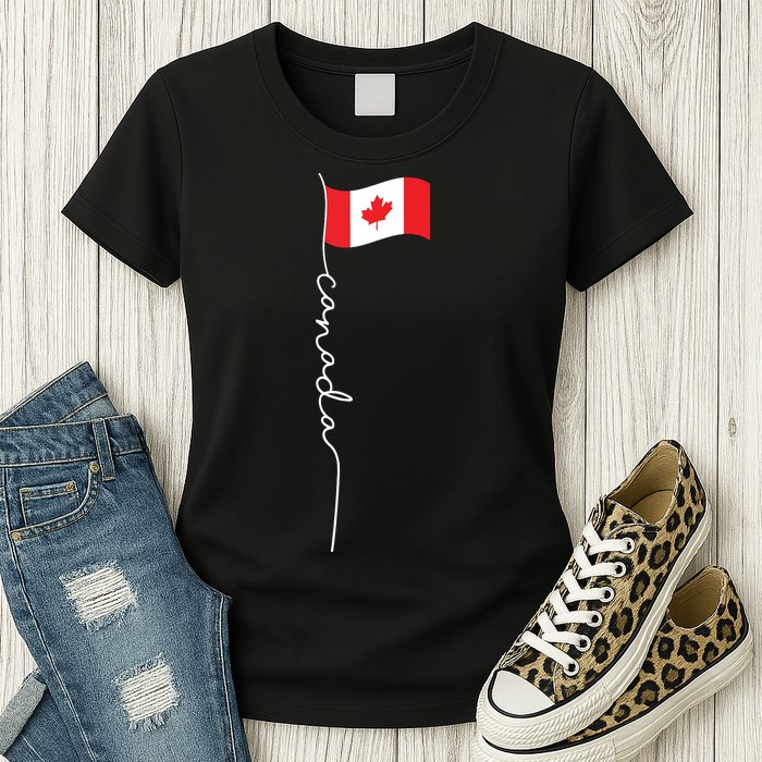 Canada Signature Flag Pole Patriotic Canadian Flag Womens T-Shirt