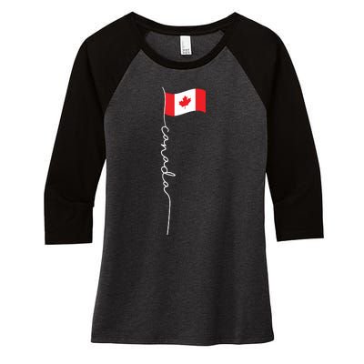 Canada Signature Flag Pole Patriotic Canadian Flag Women's Tri-Blend 3/4-Sleeve Raglan Shirt