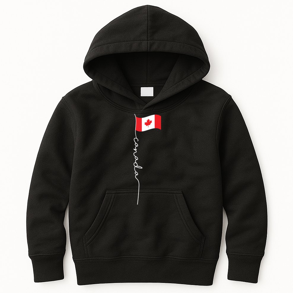 Canada Signature Flag Pole Patriotic Canadian Flag Kids Hoodie