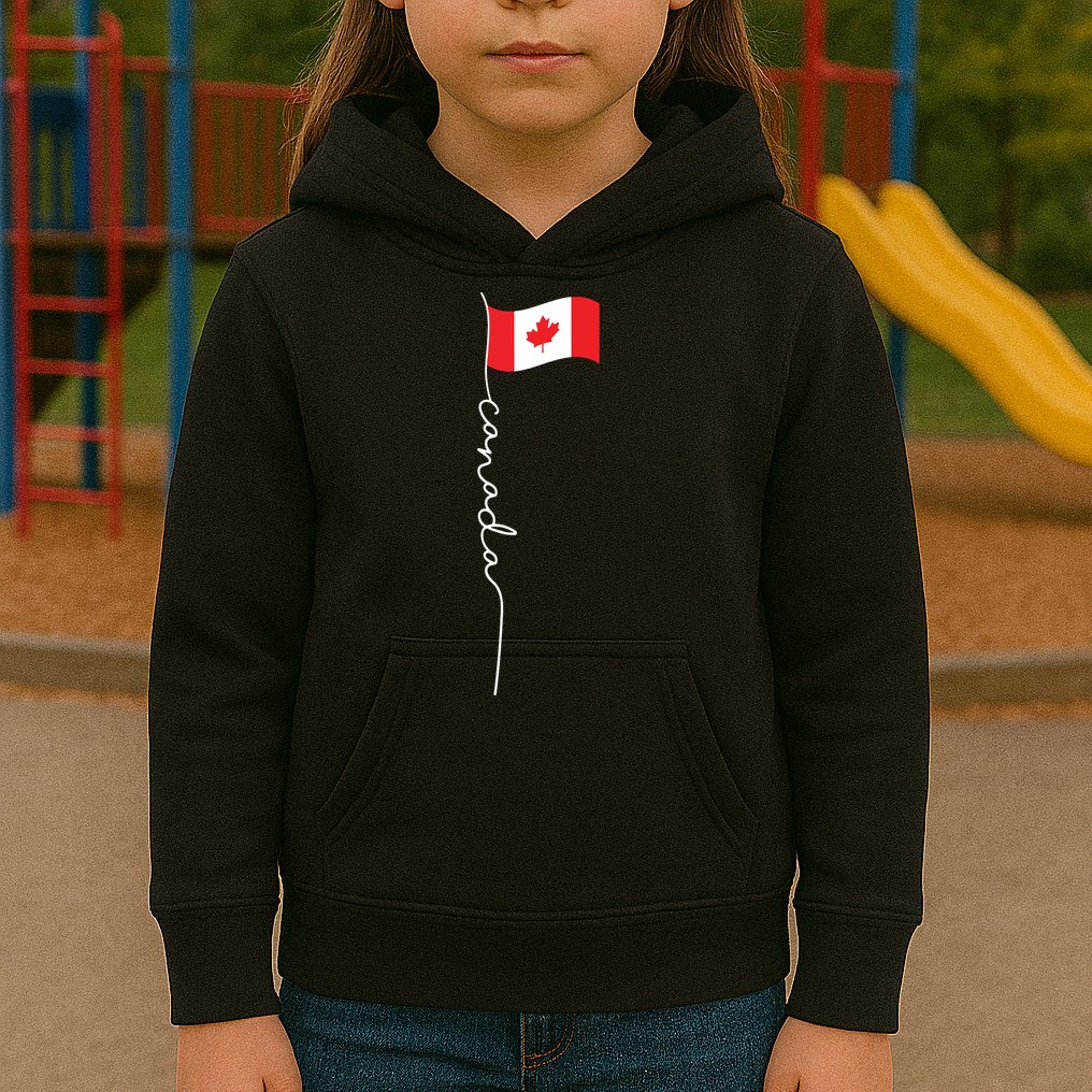Canada Signature Flag Pole Patriotic Canadian Flag Kids Hoodie