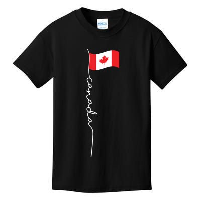 Canada Signature Flag Pole Patriotic Canadian Flag Kids T-Shirt