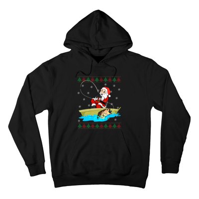 Christmas Santa Fisherman Funny Xmas Fishing Lovers Gift Hoodie