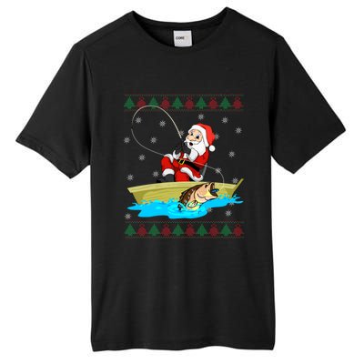 Christmas Santa Fisherman Funny Xmas Fishing Lovers Gift Tall Fusion ChromaSoft Performance T-Shirt