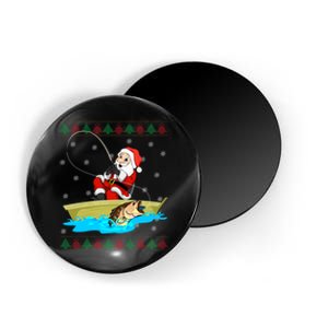 Christmas Santa Fisherman Funny Xmas Fishing Lovers Gift Magnet