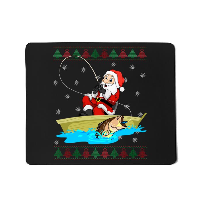 Christmas Santa Fisherman Funny Xmas Fishing Lovers Gift Mousepad