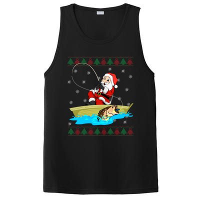 Christmas Santa Fisherman Funny Xmas Fishing Lovers Gift PosiCharge Competitor Tank