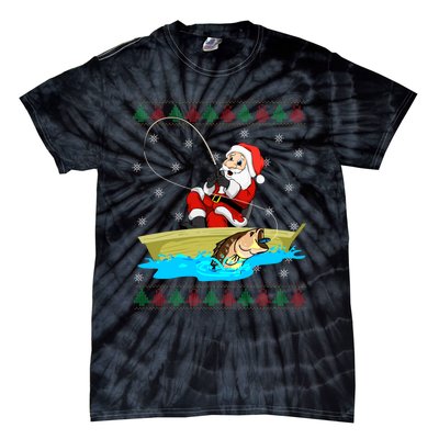 Christmas Santa Fisherman Funny Xmas Fishing Lovers Gift Tie-Dye T-Shirt