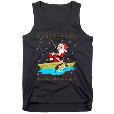 Christmas Santa Fisherman Funny Xmas Fishing Lovers Gift Tank Top