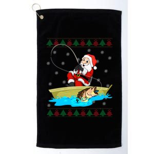 Christmas Santa Fisherman Funny Xmas Fishing Lovers Gift Platinum Collection Golf Towel