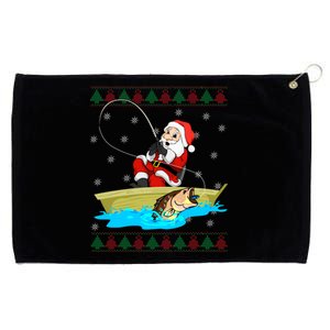 Christmas Santa Fisherman Funny Xmas Fishing Lovers Gift Grommeted Golf Towel