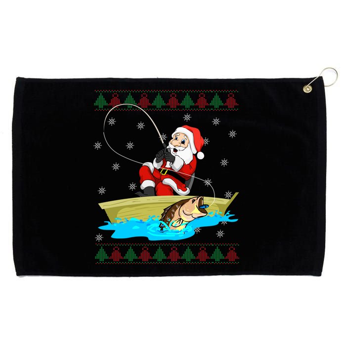 Christmas Santa Fisherman Funny Xmas Fishing Lovers Gift Grommeted Golf Towel