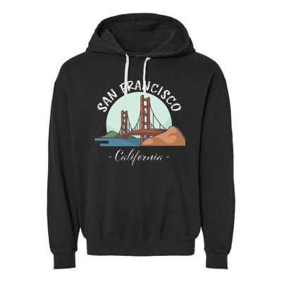 California San Francisco Gift Golden Gate Bridge Souvenir Garment-Dyed Fleece Hoodie