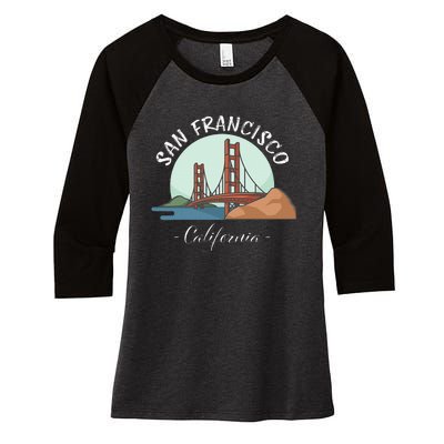 California San Francisco Gift Golden Gate Bridge Souvenir Women's Tri-Blend 3/4-Sleeve Raglan Shirt