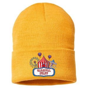 Carnival Staff For Circus Event Staff & Ringmaster Lover Sustainable Knit Beanie