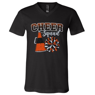 Cheer Squad Funny Cheerleader Cheerleading Orange V-Neck T-Shirt