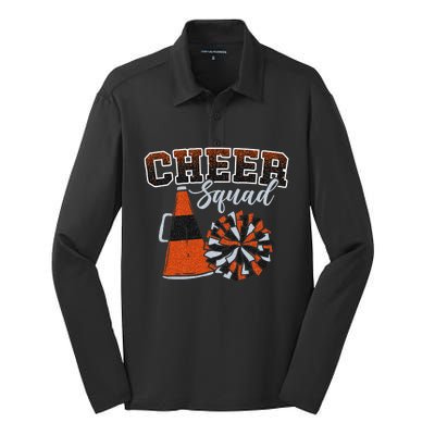 Cheer Squad Funny Cheerleader Cheerleading Orange Silk Touch Performance Long Sleeve Polo