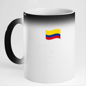 Colombia Signature Flag Pole Patriotic Colombian Flag 11oz Black Color Changing Mug