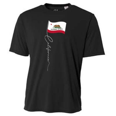 California Signature Flag Pole Elegant Californian Flag Cooling Performance Crew T-Shirt