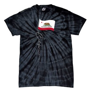 California Signature Flag Pole Elegant Californian Flag Tie-Dye T-Shirt