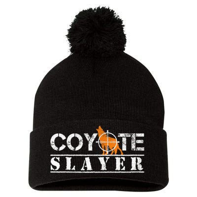 Coyote Slayer Funny Hunting For Coyote Hunters Pom Pom 12in Knit Beanie