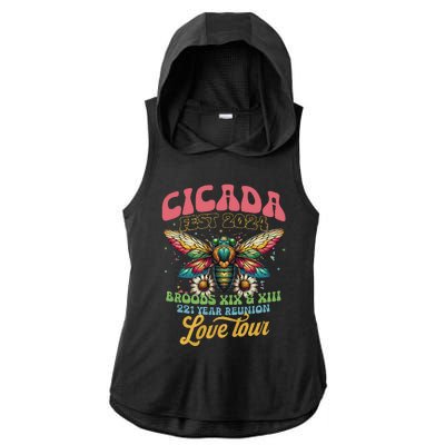 Cicada Shirts Funny Double Brood Cicada 2024 Concert Band Ladies PosiCharge Tri-Blend Wicking Draft Hoodie Tank