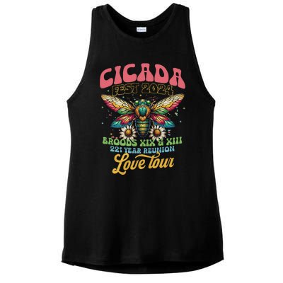 Cicada Shirts Funny Double Brood Cicada 2024 Concert Band Ladies PosiCharge Tri-Blend Wicking Tank