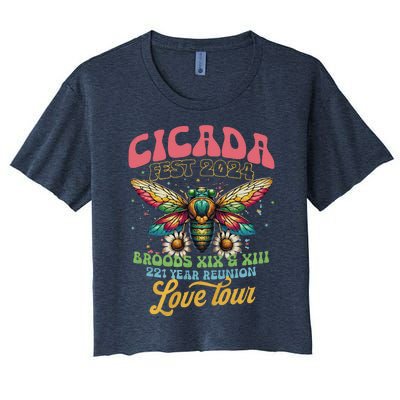 Cicada Shirts Funny Double Brood Cicada 2024 Concert Band Women's Crop Top Tee