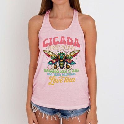 Cicada Shirts Funny Double Brood Cicada 2024 Concert Band Women's Knotted Racerback Tank