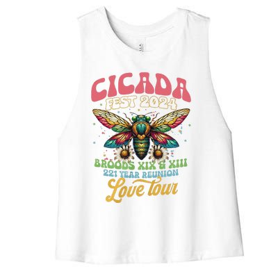 Cicada Shirts Funny Double Brood Cicada 2024 Concert Band Women's Racerback Cropped Tank