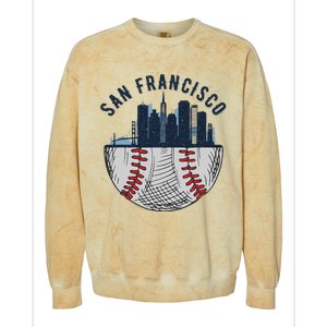 Cool San Francisco CA Skyline Baseball Fan City Downtown Colorblast Crewneck Sweatshirt