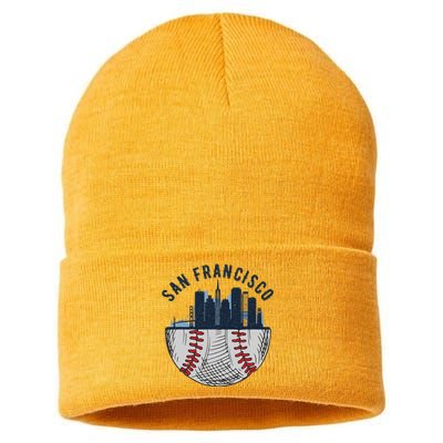 Cool San Francisco CA Skyline Baseball Fan City Downtown Sustainable Knit Beanie