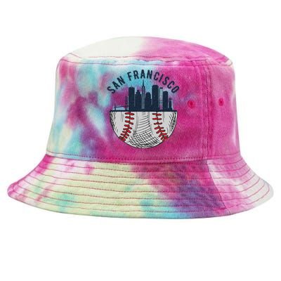 Cool San Francisco CA Skyline Baseball Fan City Downtown Tie-Dyed Bucket Hat