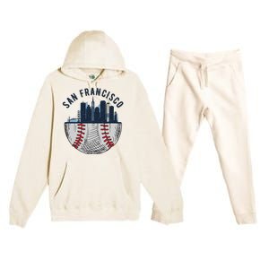 Cool San Francisco CA Skyline Baseball Fan City Downtown Premium Hooded Sweatsuit Set